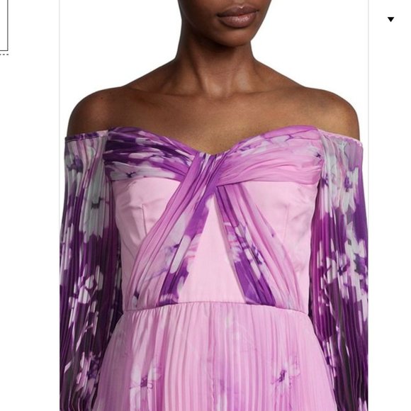 FLOR ET.AL Rossetti $895 Floral-Print Midi strapless sexy Dress 2 - Picture 8 of 13